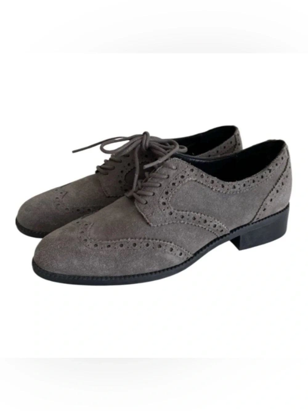 Marc Fisher Kathie Gray Suede Leather Wingtip Oxfords Lace Up Shoes Size 8M